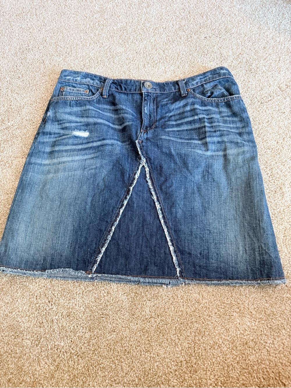 Banana Republic Blue Denim A-Line Skirt with Front Slit